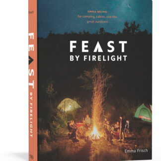 Cookbook titled 'Feast by Firelight' featuring outdoor campfire cooking.