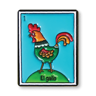 A colorful Lotería card of a rooster labeled 'El gallo'.