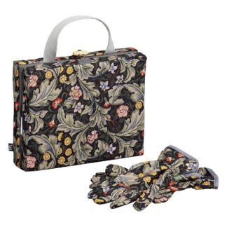 Floral-patterned lunch bag with matching bow accessory.