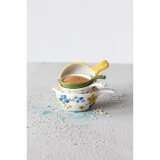 Spring Hand-Painted Stoneware Measuring Cups