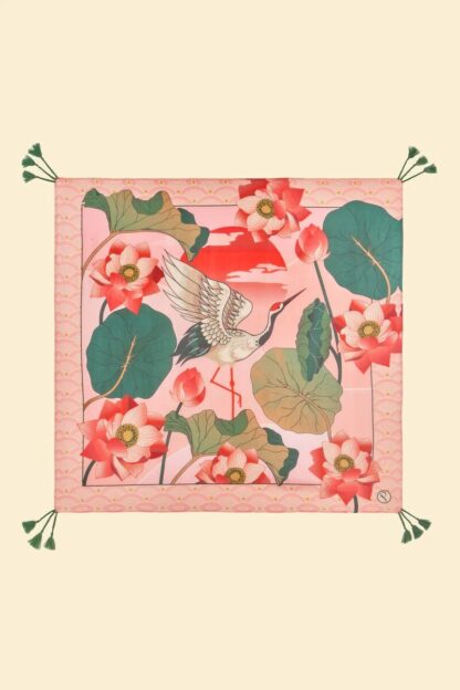 Crane At Sunrise Silk Scarf - Image 2