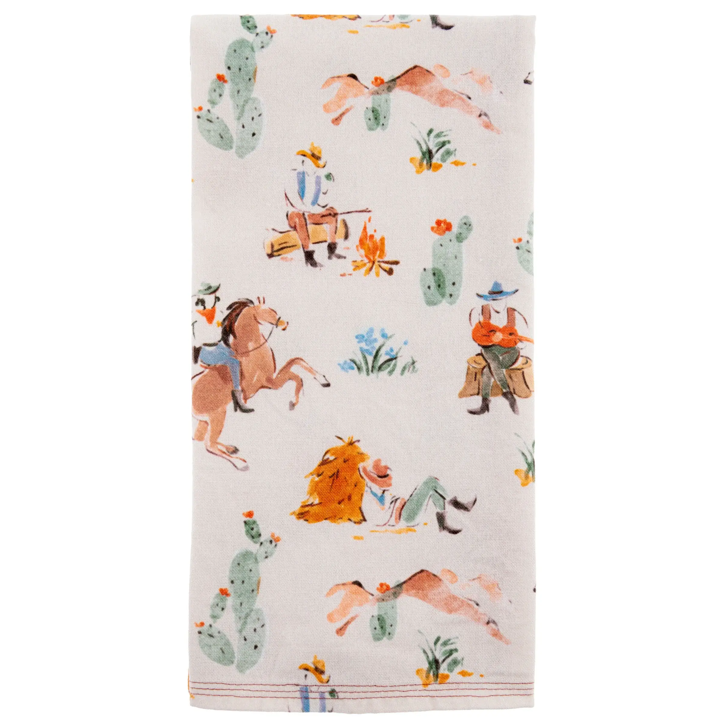 A soft towel featuring colorful jungle animal illustrations.