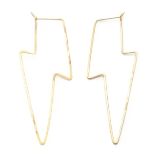 Gold-tone lightning bolt-shaped earrings with a minimalist design.