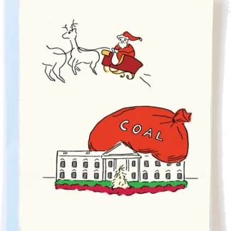 Santa delivers a giant sack of coal to the White House.