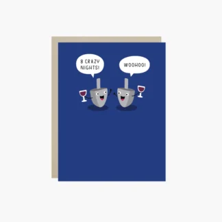 Hanukkah dreidels with speech bubbles saying "I can't take it" and "Resign!"