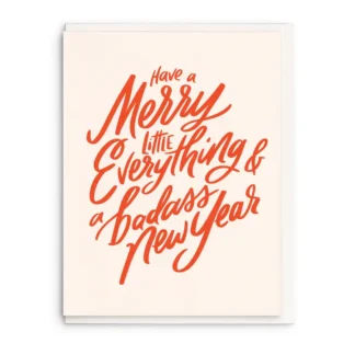 Festive holiday card with a warm greeting in red script.