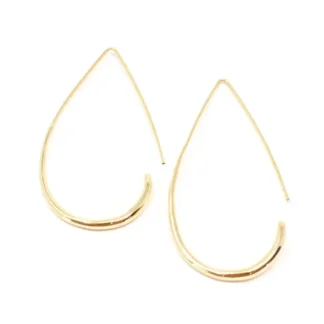 Elegant gold teardrop-shaped hoop earrings with a minimalist design.