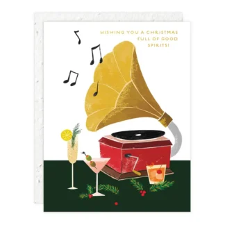 A coffee cup playing trumpet with musical notes floating around.