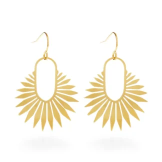 Pair of gold sunburst dangle earrings