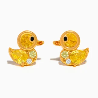 Pair of yellow duck-shaped gemstone earrings