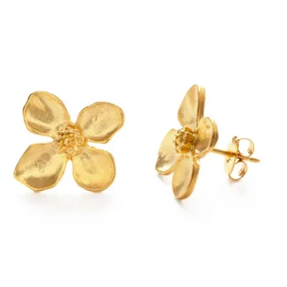 Gold flower stud earrings