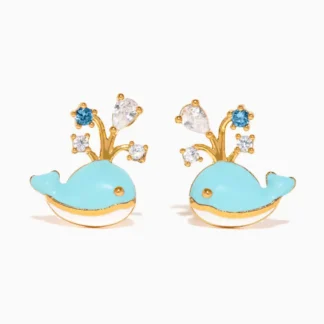 Pair of blue whale stud earrings